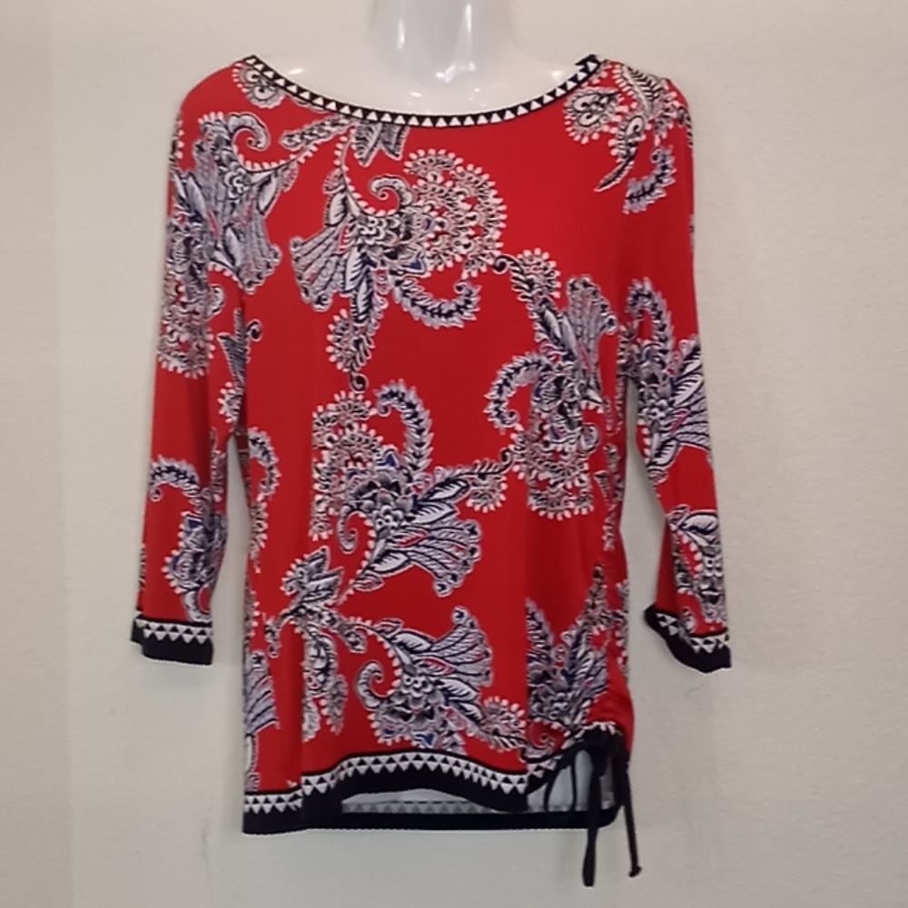 Ruby Rd. Floral Jersey Ruched Tunic - Picture 4 of 13